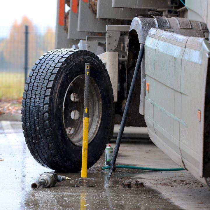 Assistance mobile à domicile pour la réparation de pneus de poids lourds.